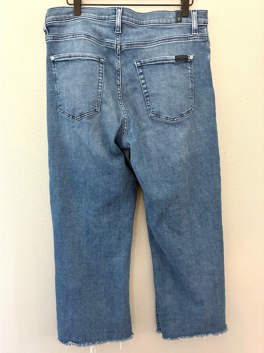 7 For All Mankind Alexa Cropped Jeans Womens 32 High Rise Straight Crop Raw Hem - Picture 6 of 8